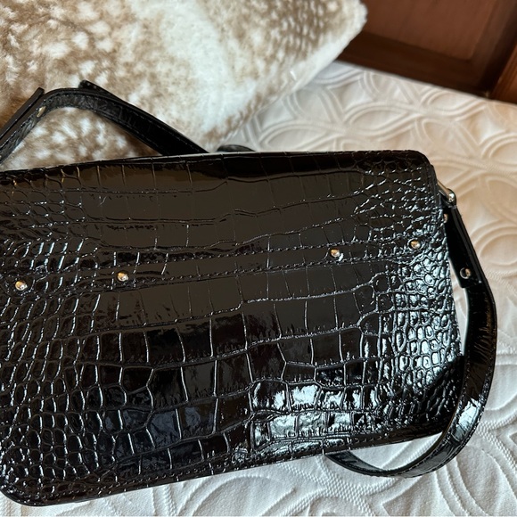 Kate Spade Shoulder Bag - Black Patent Leather Crocodile with buckles - Picture 4 of 16